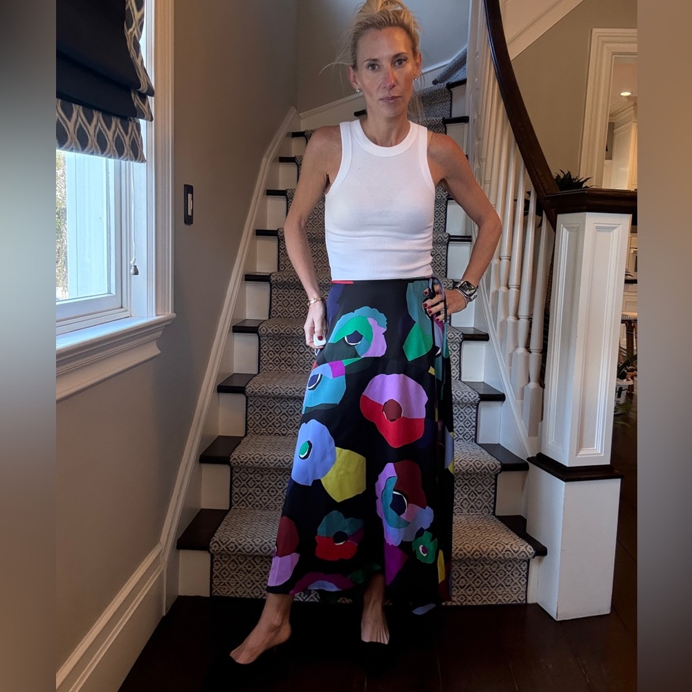 Kate Spade abstract floral print silk wrap skirt